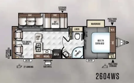 Forest River Rockwood Ultra Lite 2604WS floor plan