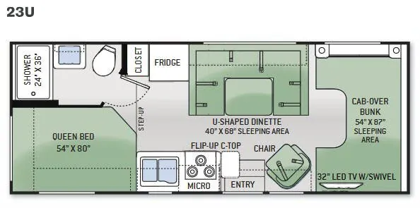 Thor Motor Coach Four Winds 23U floor plan