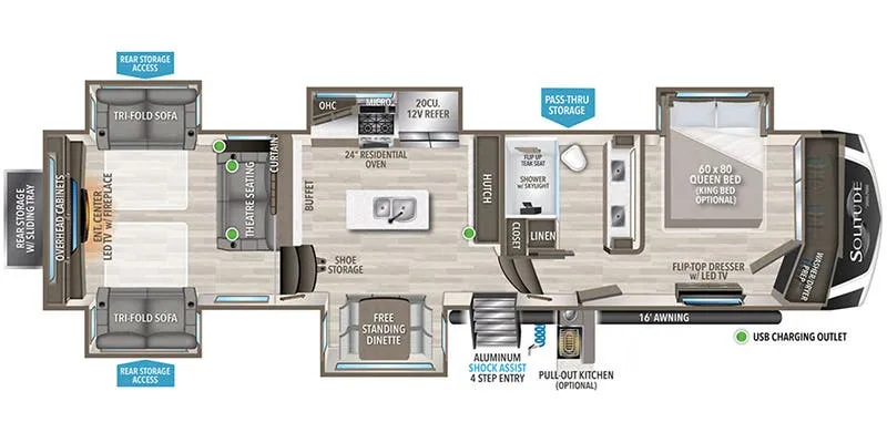 2024 Grand Design Solitude 376RD - Floor plan