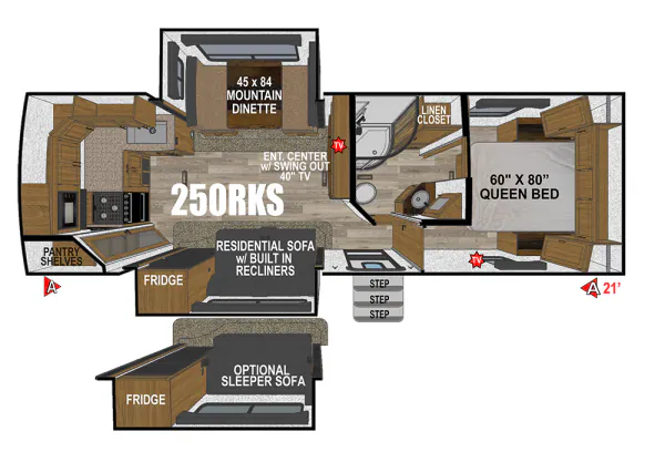 Outdoors RV Blackstone Mountain Series 250RKS floor plan