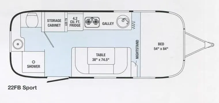 Airstream Sport 22FB floor plan