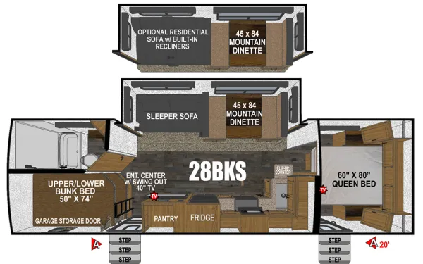 2027 Outdoors RV Timber Ridge Titanium Series 28BKS floor plan