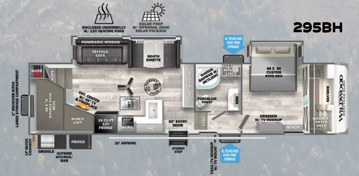 Forest River Wildwood Heritage Glen 295BH floor plan