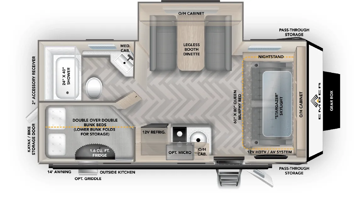 2022 Ember RV Overland Series 191MDB - Floor plan