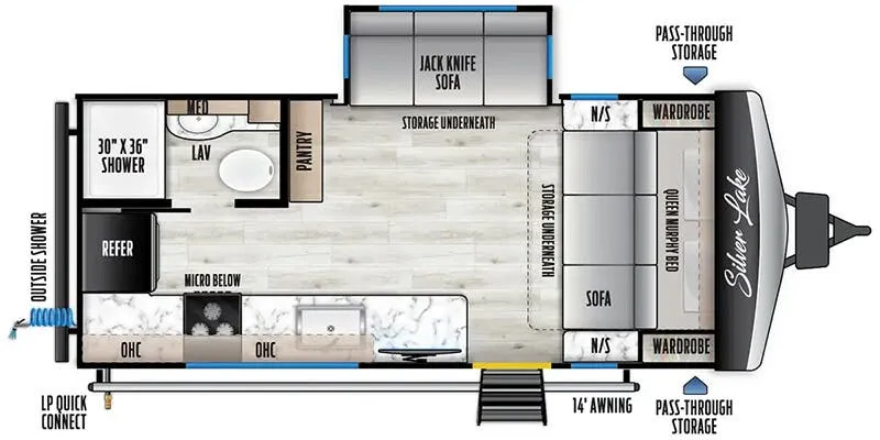 East to West Silver Lake 1800RB floor plan