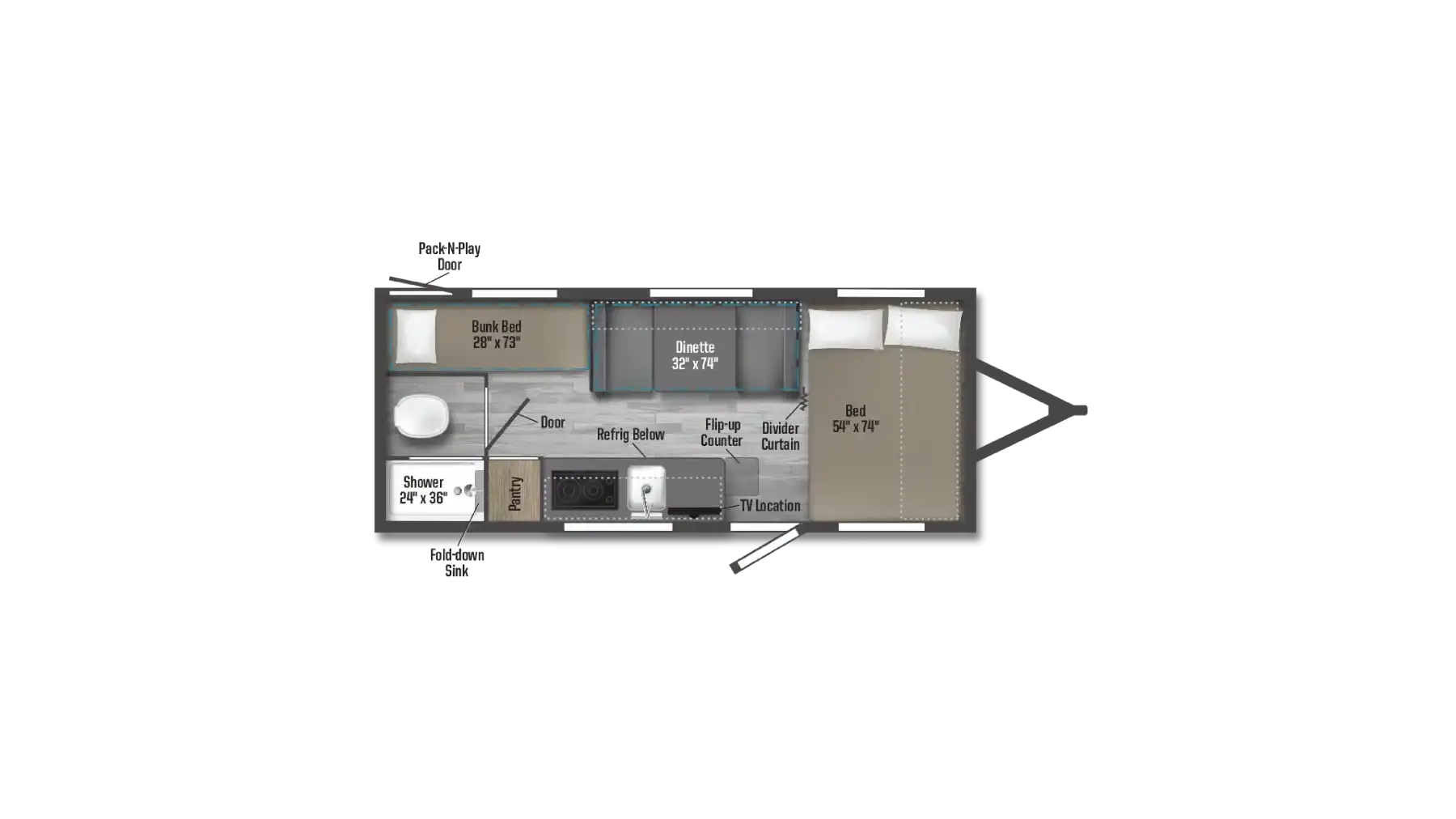 2024 Winnebago Micro Minnie 1700BH - Floor plan