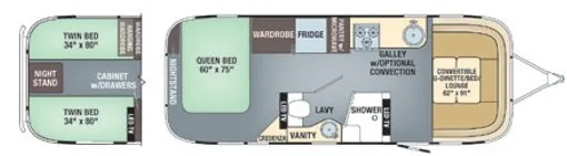 Airstream Flying Cloud 26RB TWIN floor plan