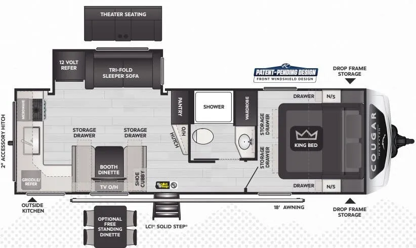 2025 Keystone RV Cougar Half-Ton 25MLEWE floor plan
