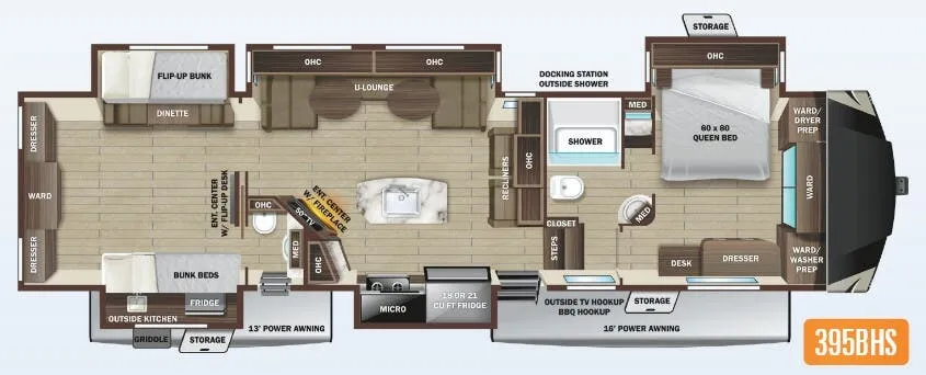 Highland Ridge Silverstar 395BHS floor plan