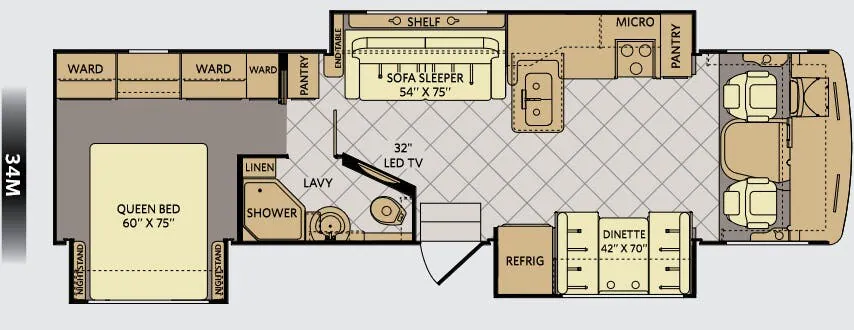 Fleetwood Bounder Classic 34M floor plan