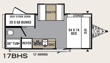 2021 Forest River Viking 17BHS floor plan