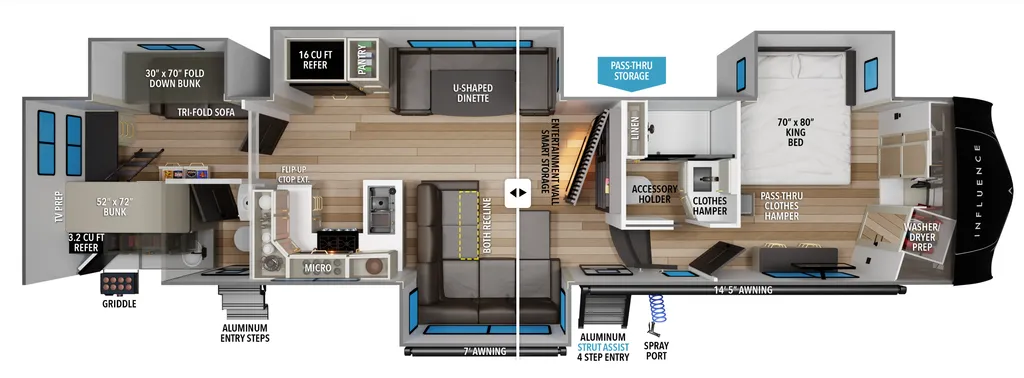 2026 Grand Design Influence 3904BH floor plan