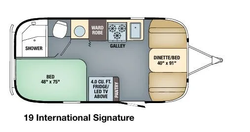 2016 Airstream International 19 floor plan