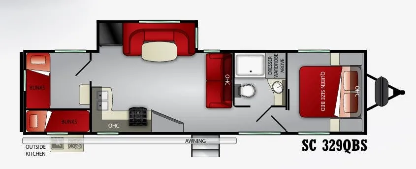 Cruiser RV Shadow Cruiser 329QBS floor plan
