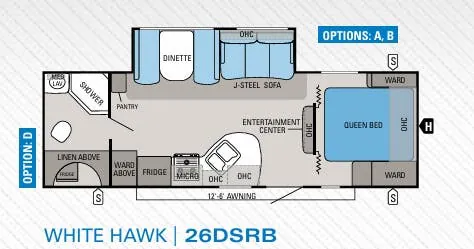 Jayco White Hawk 26DSRB floor plan