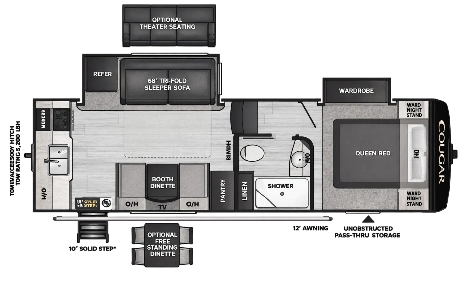 2022 Keystone Cougar Half-Ton 23MLS - Floor plan