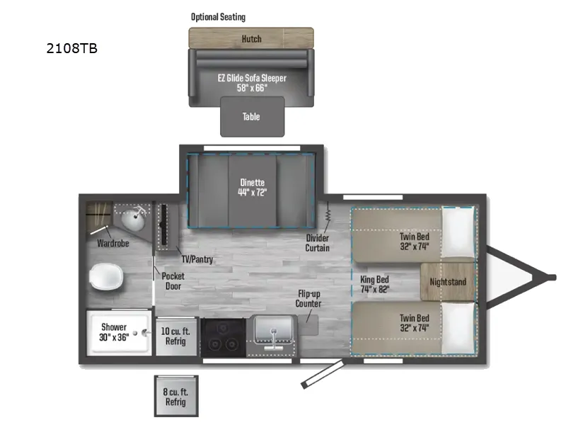 2026 Winnebago Micro Minnie 2108TB - Floor plan