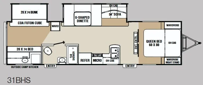 Coachmen Chaparral Lite 31BHS floor plan