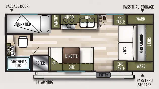 2019 Forest River Wildwood X-Lite 201BHXL - Floor plan