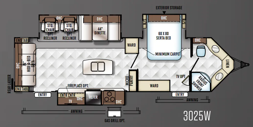 Forest River Rockwood Windjammer 3025W floor plan