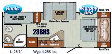 Gulf Stream Vista Cruiser 23BHS floor plan
