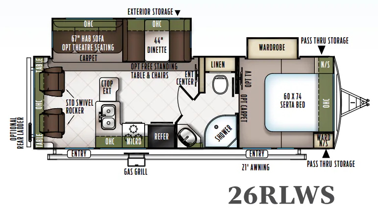 Forest River Flagstaff Super Lite 26RLWS floor plan