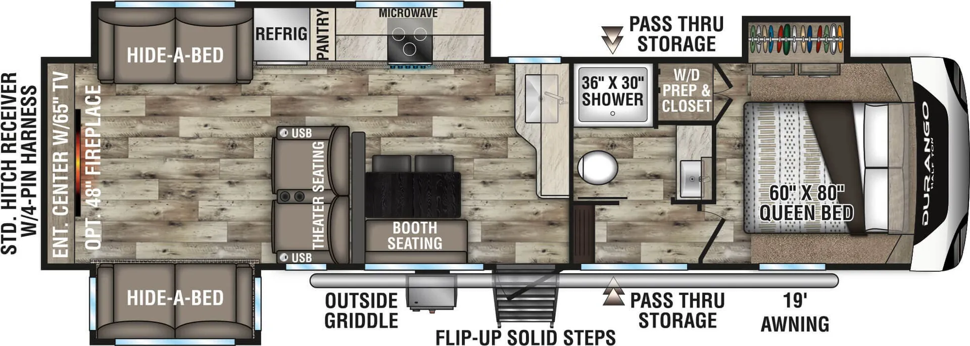K-Z Durango Half-Ton D290RLT floor plan