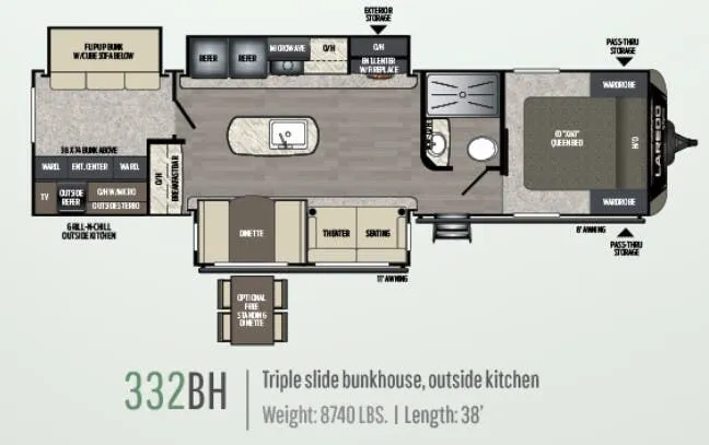 Keystone Laredo 332BH floor plan