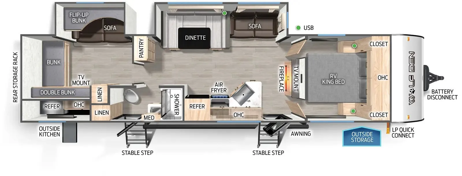 Forest River Cherokee Wolf Den 301BH floor plan