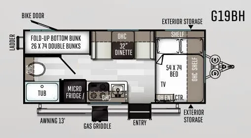 Forest River Rockwood Geo Pro G19BH floor plan