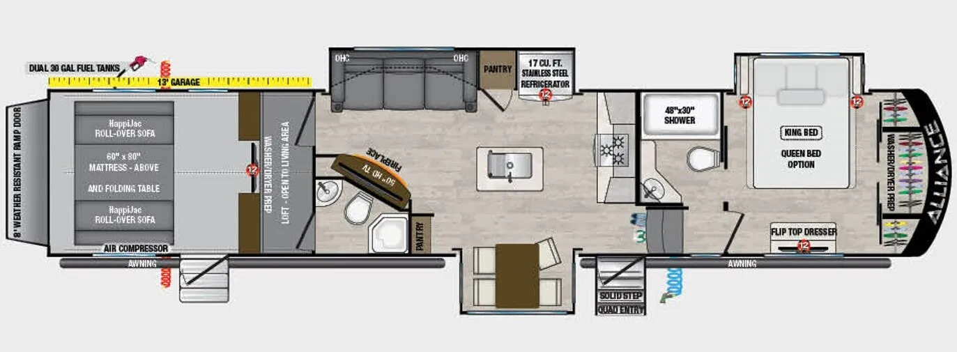 Alliance RV Valor 43V13 floor plan