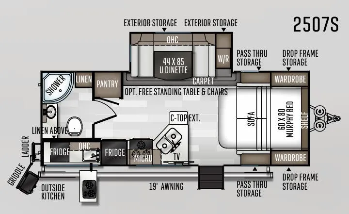 Forest River Rockwood Mini Lite 2507S floor plan