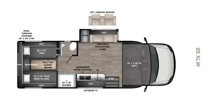 Tiffin Wayfarer 25 XLW floor plan