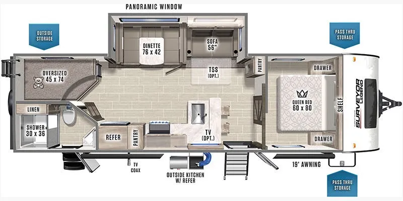 2021 Forest River Surveyor Legend 276BHLE - Floor plan