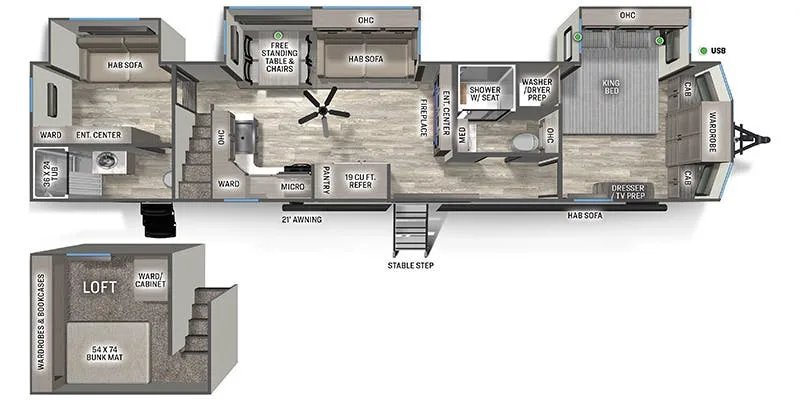 2023 Forest River Sierra Destination 400BH floor plan
