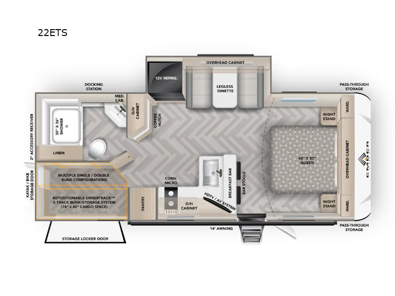 2024 Ember RV E-Series 22ETS - Floor plan