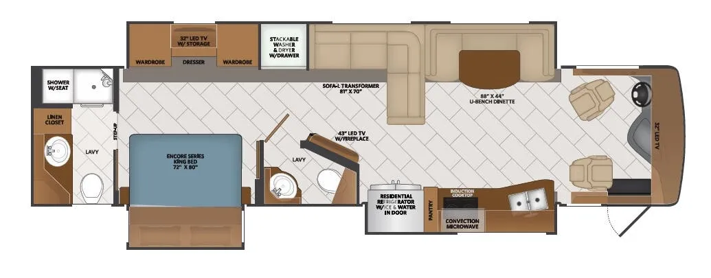 Fleetwood Pace Arrow LXE 38K floor plan