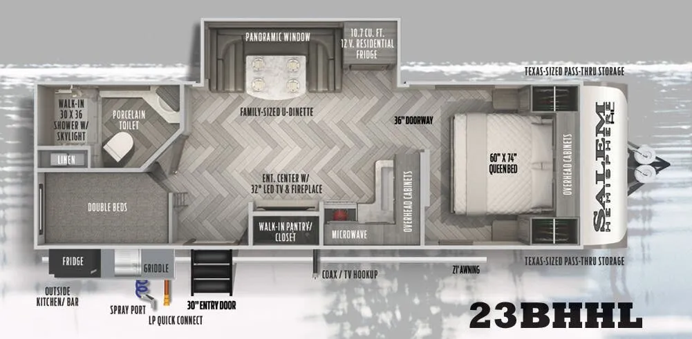 Forest River Salem Hemisphere Hyper-Lyte 23BHHL floor plan