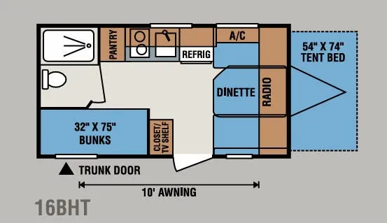 K-Z Sportsmen Classic 16BHT floor plan