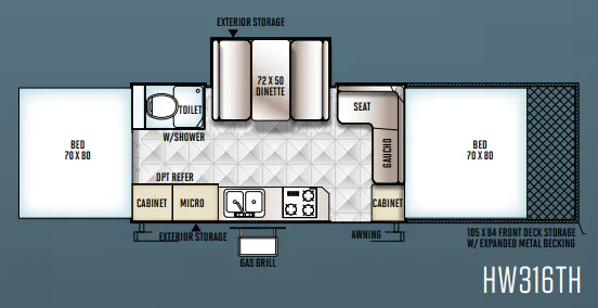Forest River Rockwood High Wall HW316TH floor plan