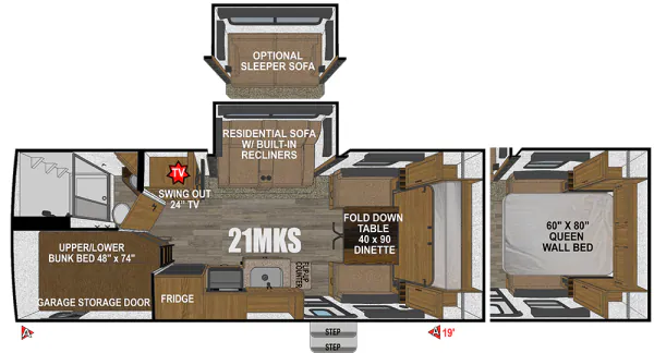 Outdoors RV Creek Side Titanium Series 21MKS floor plan