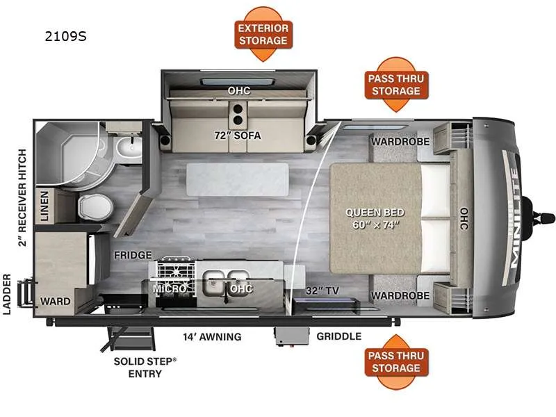2024 Forest River Rockwood Mini Lite 2109S - Floor plan