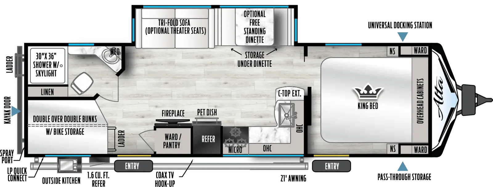 2022 East to West, INC. Alta 2800KBH - Floor plan
