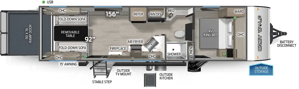2026 Forest River Cherokee Grey Wolf 24RRT floor plan