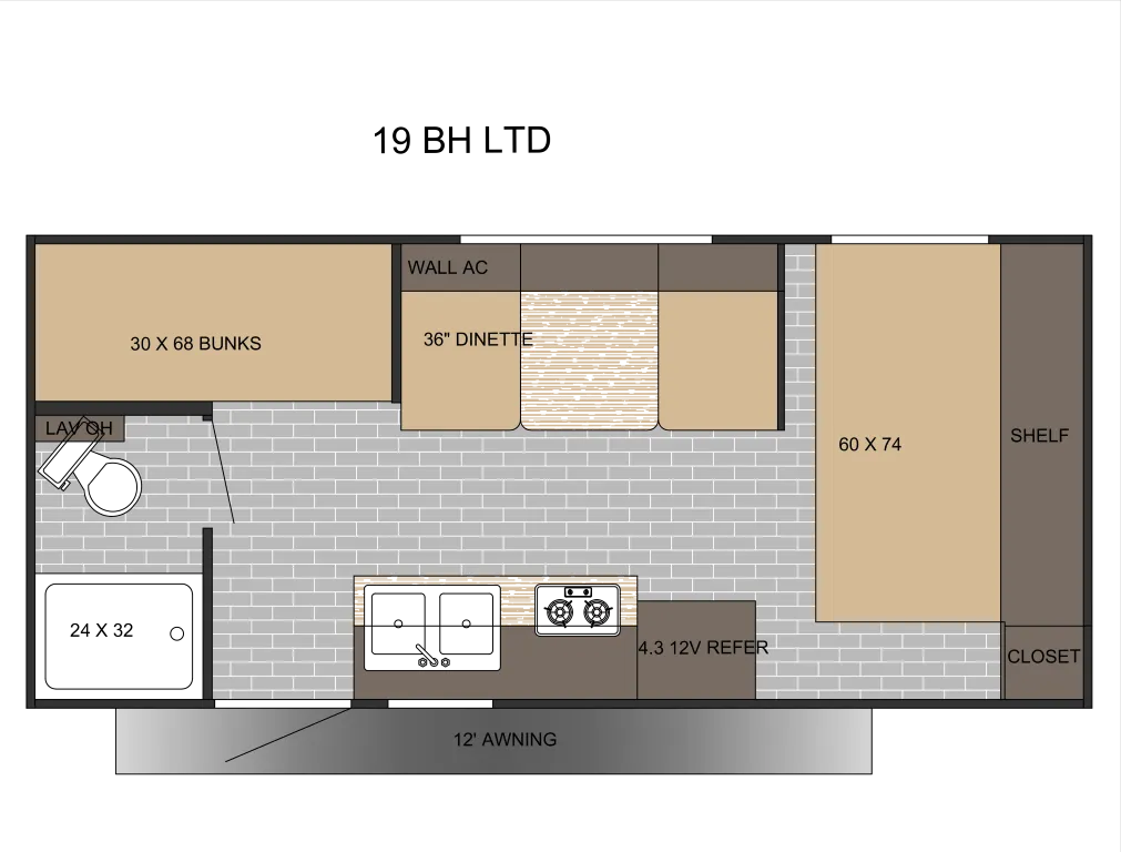 2026 SUNSET PARK RV SUNLITE 19BHLTD - Floor plan
