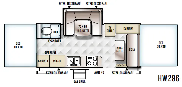 Forest River Rockwood High Wall HW296 floor plan