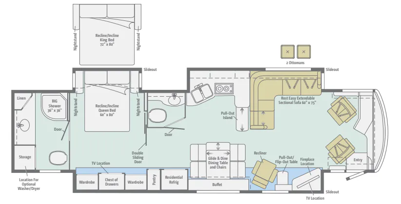 Winnebago Journey 42E floor plan