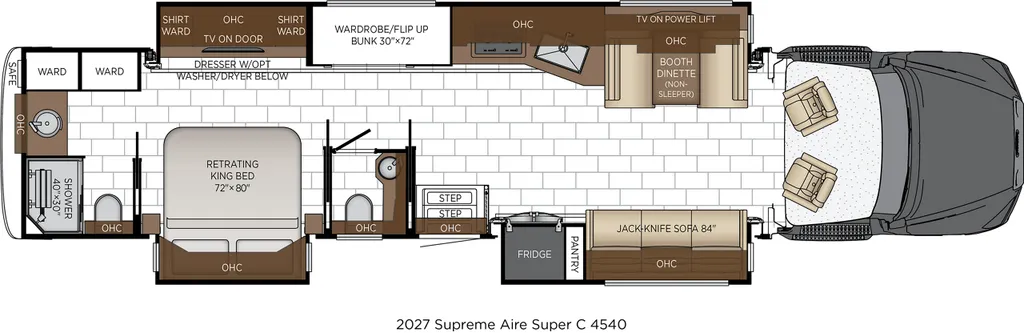 2027 Newmar Supreme Aire 4540 floor plan