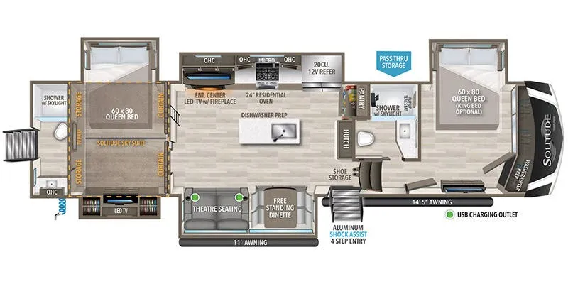 2024 Grand Design Solitude 391DL floor plan