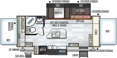 2019 Forest River Rockwood Roo 23IKSS floor plan
